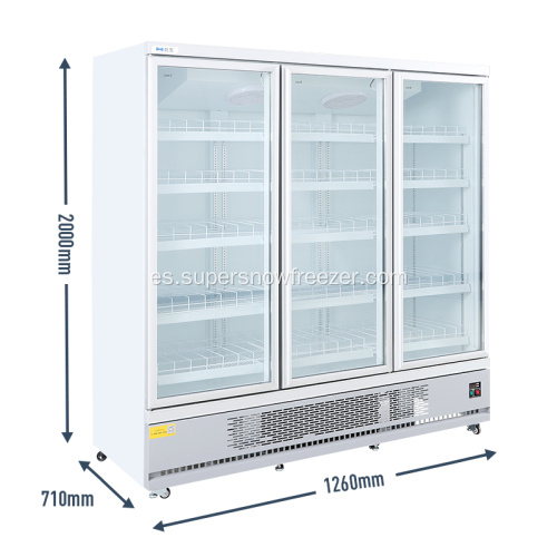 Refrigerador de puerta de vidrio comercial para bebidas, queso